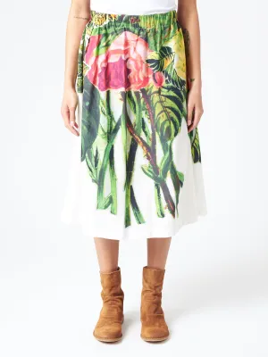 White Poplin Skirt with Mystical Bloom Print