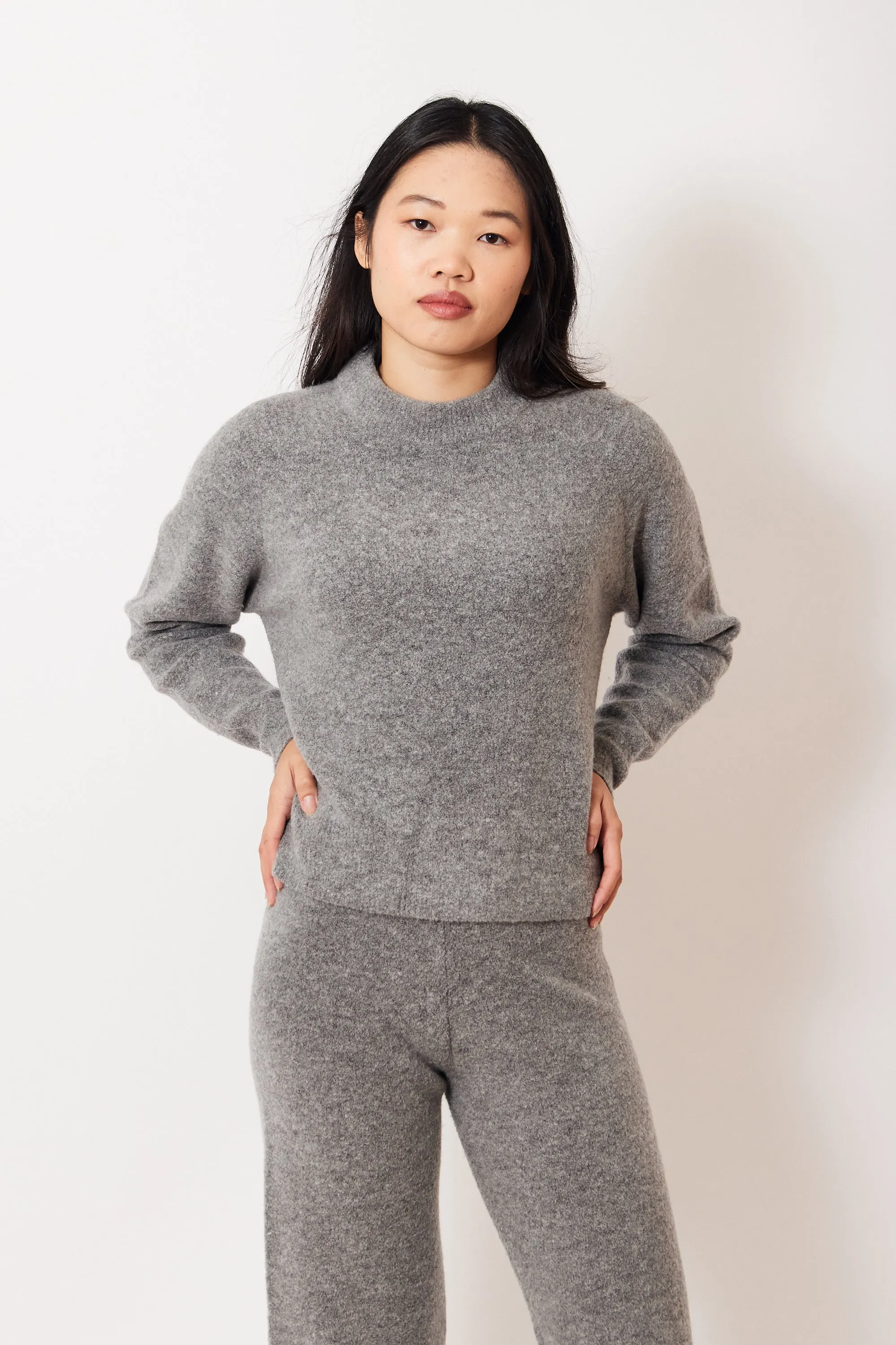 White   Warren Boucle Cashmere Blend Sweatshirt