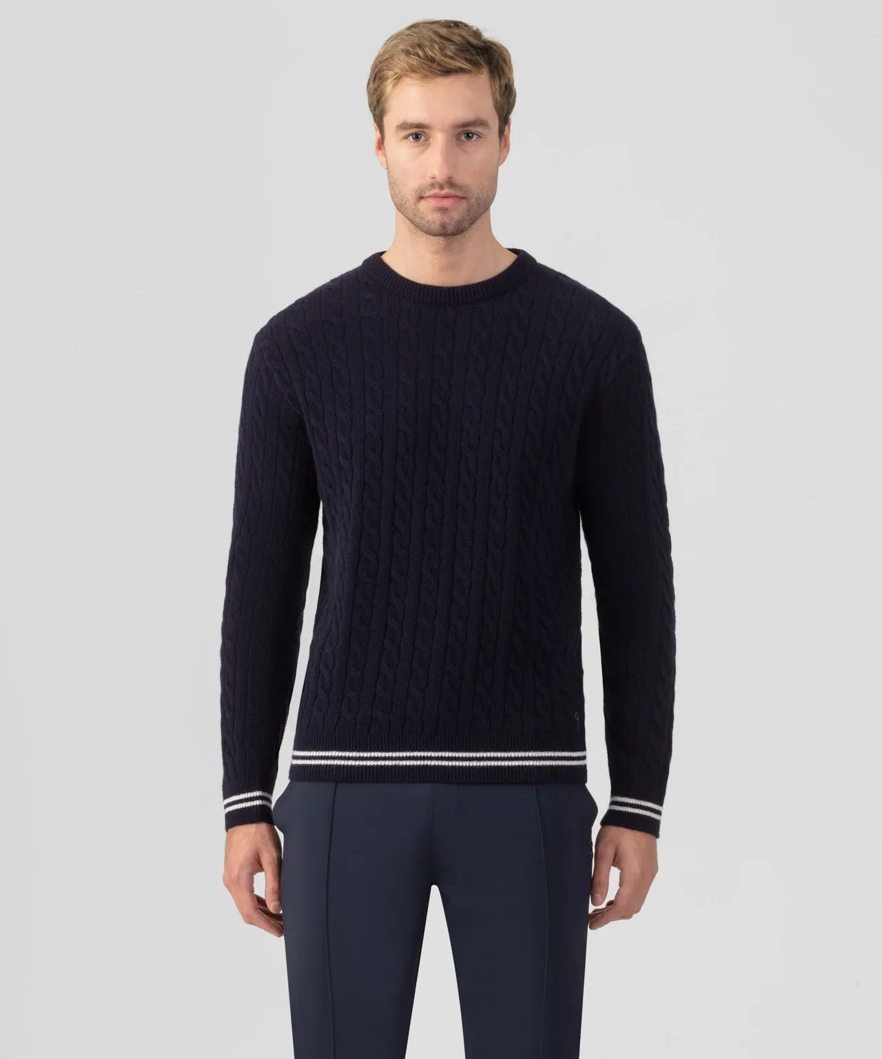 Wool Cashmere Tennis Sweater: Navy