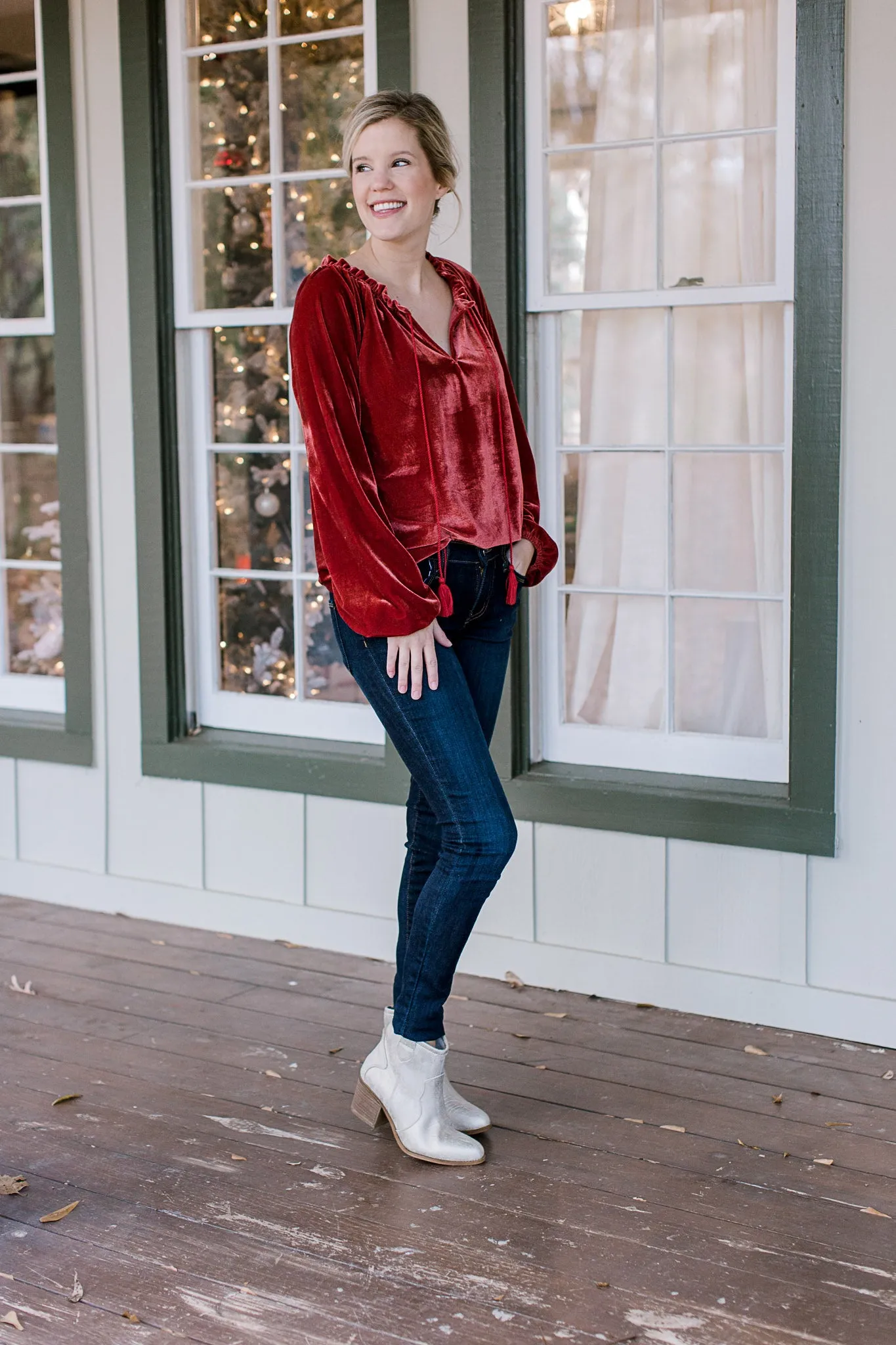 X Rust Velvet Top