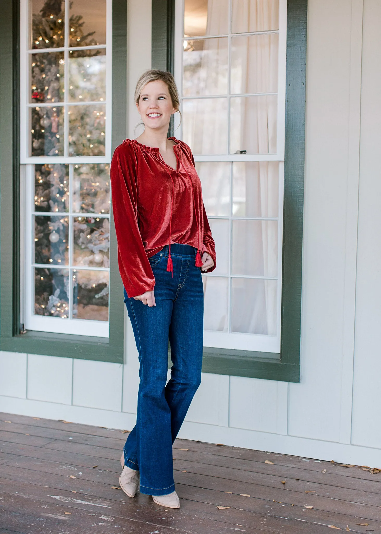 X Rust Velvet Top