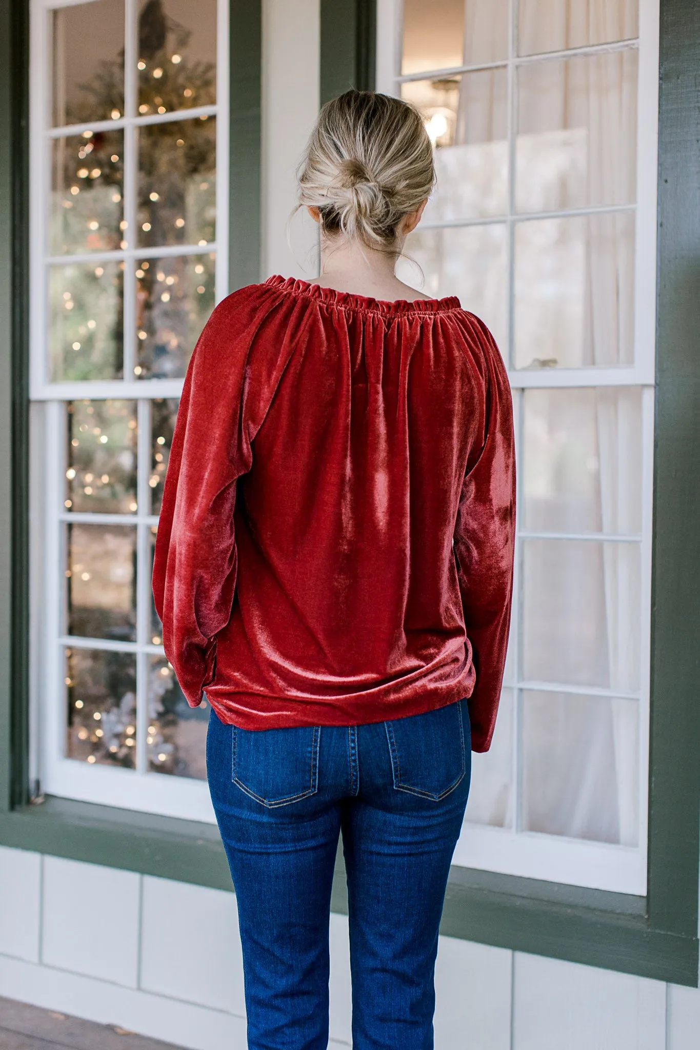 X Rust Velvet Top