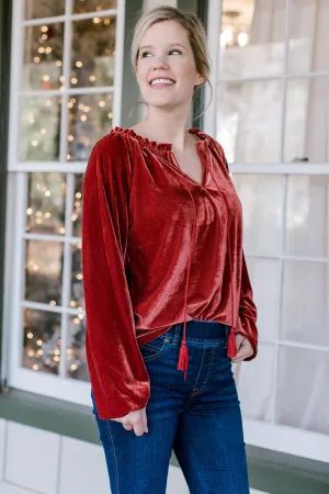 X Rust Velvet Top