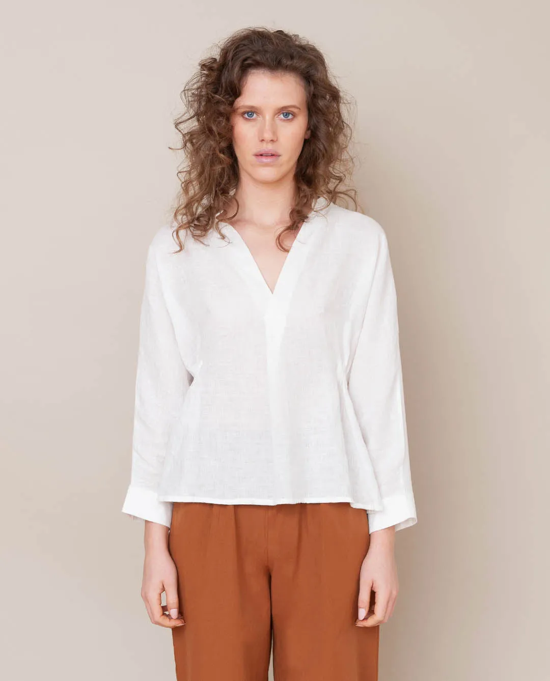 Ximena-May Organic Cotton & Linen Top In Off White