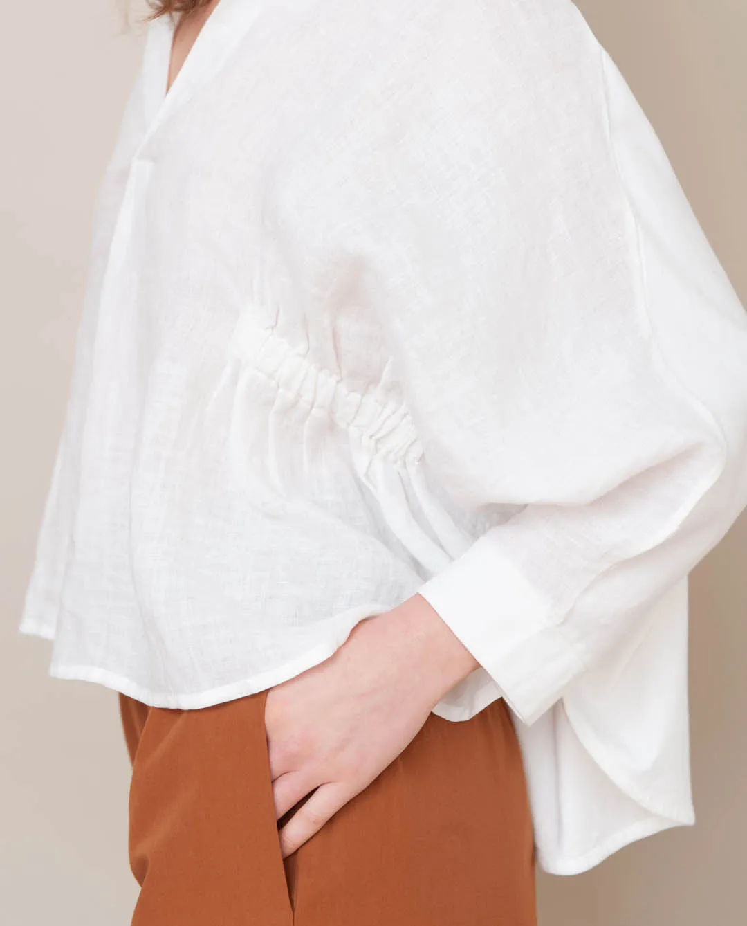 Ximena-May Organic Cotton & Linen Top In Off White