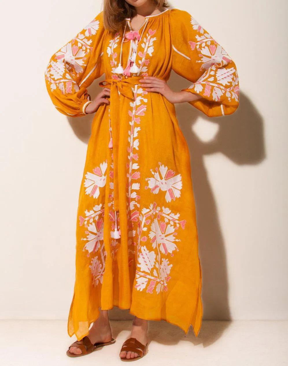 Yellow embroidered dress