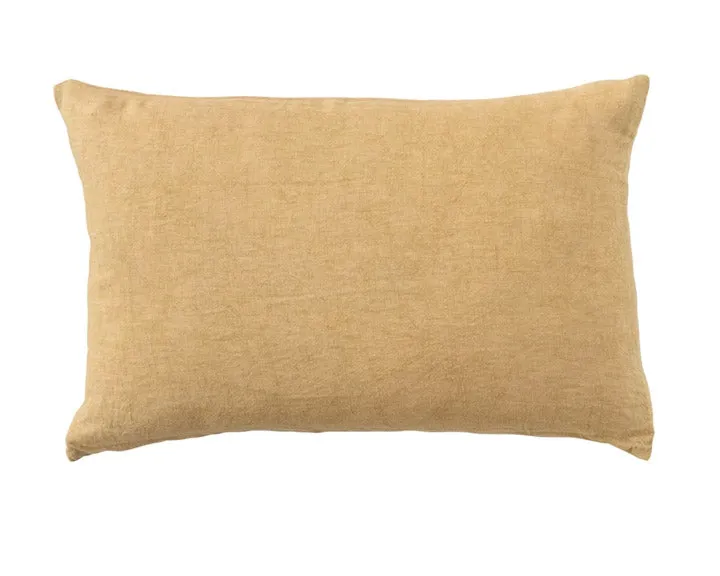 Yellow stonewashed linen lumbar pillow