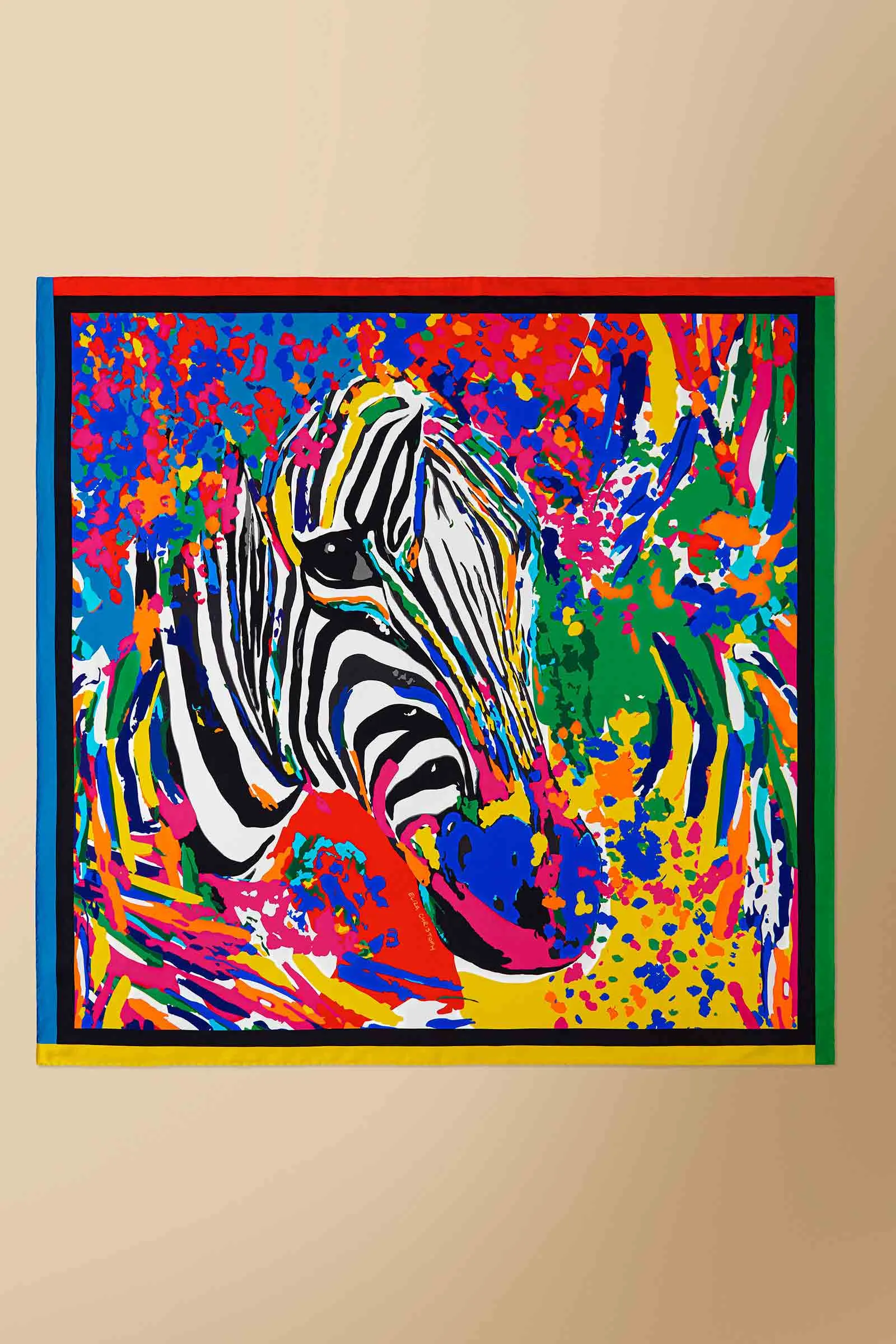Zebra Print Silk Twill Scarf in Orange